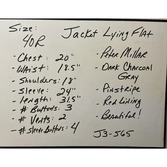 Peter Millar 40R 32W Dark Navy Blue Gray Pinstripe 2 Piece Suit Jacket Pants - Picture 8 of 16